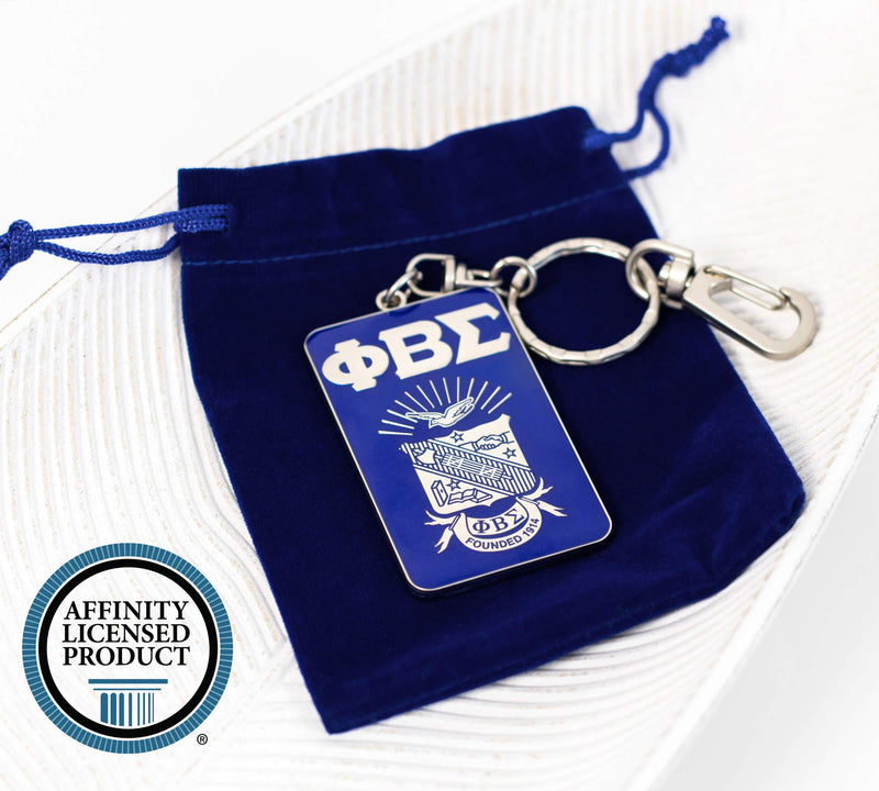 [Australia] - Bad Bananas Phi Beta Sigma Fraternity - Keychain - Classic Letters and Shield - Silver Metal with Enamel Fill - Officially Licensed 