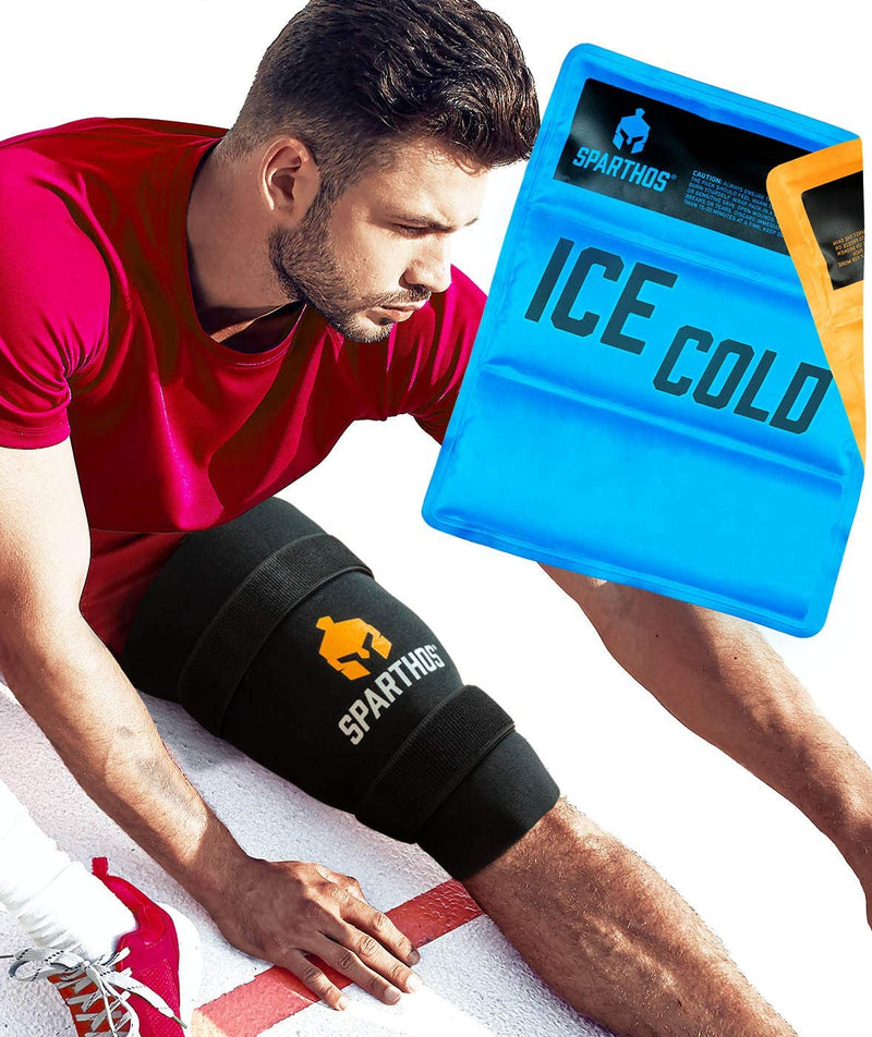 [Australia] - Sparthos Sacroiliac Si Hip Belt [Size Regular - Beige] + Sparthos Ice Packs for Injuries [Size Large + Cover] 