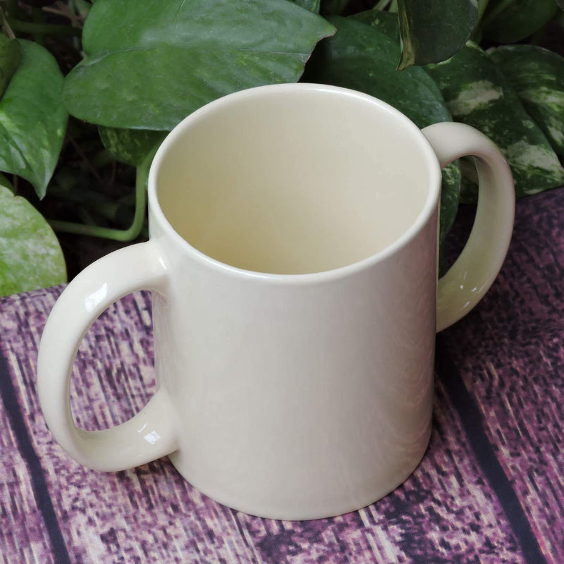 [Australia] - Dual Handle Mug | Two Handled Ceramic Drinking Mug for Secure Hold | 11.83 Fl. Oz. (350 Ml) - Yellow Color 
