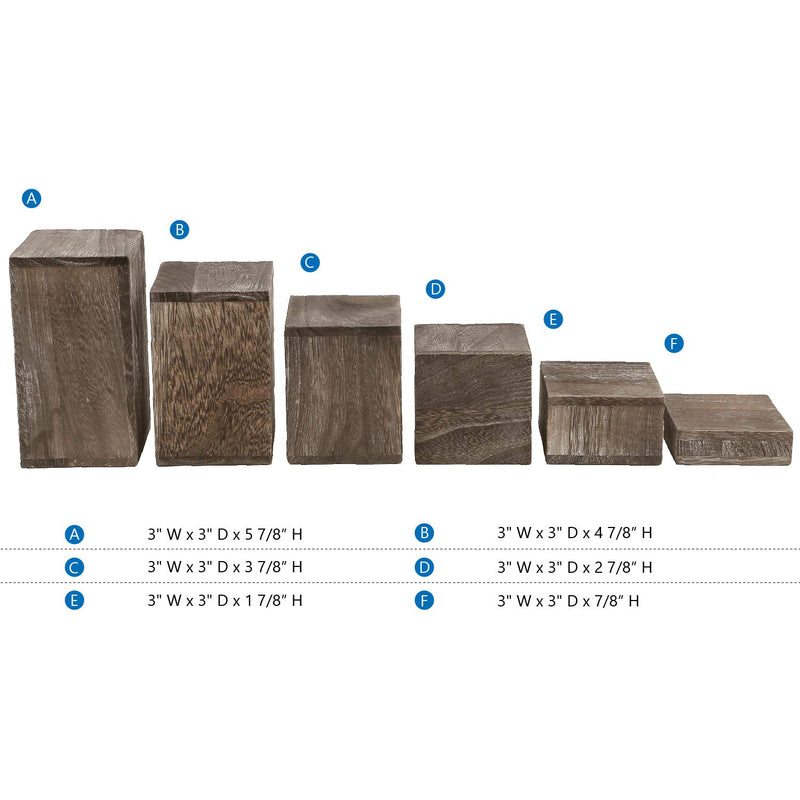 [Australia] - Mooca Wooden 6 Pcs Square Risers for Display Jewelry and Accessories Display Stand Wooden Display Risers, Wood Jewelry Risers Wood Figurine Display Risers, Coffee 