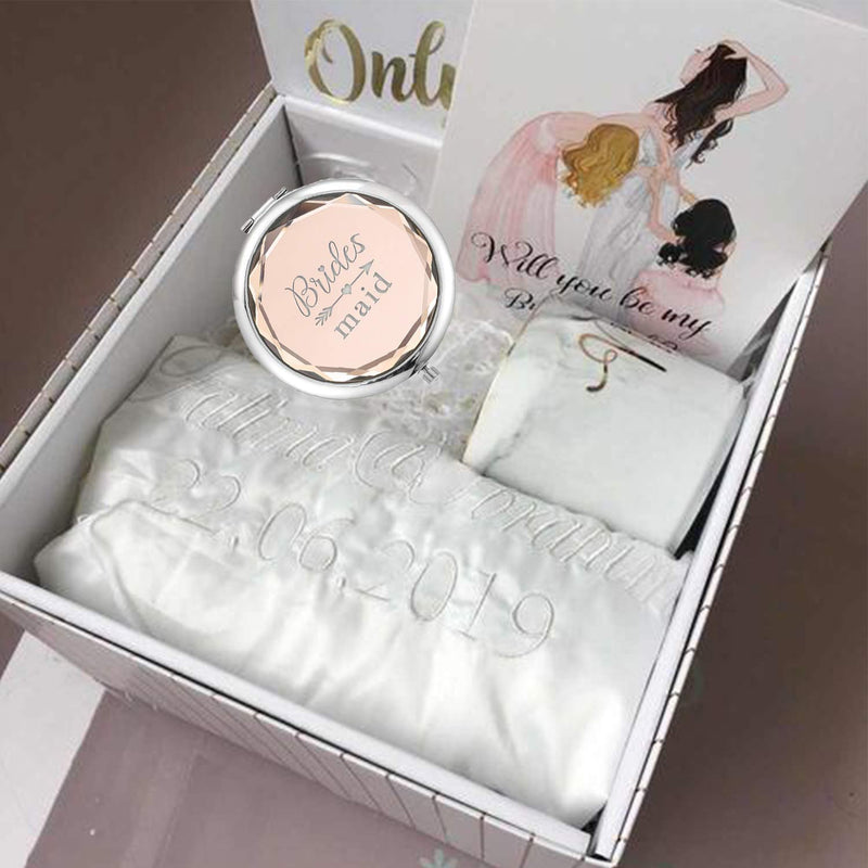 [Australia] - SFHMTL Pack of 7 Compact Pocket Makeup Mirrors Set Include 1 Bride Mirror 1 Maid of Honor Mirror 1 Matron of Honor Mirror and 4 Bridesmaid Mirrors Wedding Bridesmaid Proposal Gifts (Champagne) Champagne 
