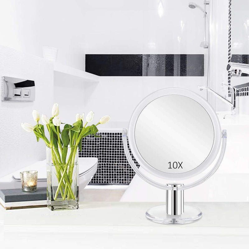 [Australia] - Fabuday Magnifying Makeup Mirror Double Sided, 1X 10X Magnification Mirror, Table Top Vanity Mirror for Home Bathrom, Transparent 6.25 Inches 