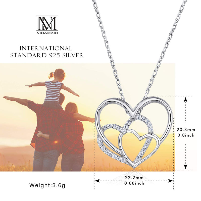 [Australia] - NINAMAID Mother Daughter Generations Necklace for Grandma Mom Gifts 925 Sterling Silver Pendant Necklace Jewelry for Women Teen Girls Granddaughter Mothers Day Jewelry Birthday Gift Mother necklace 