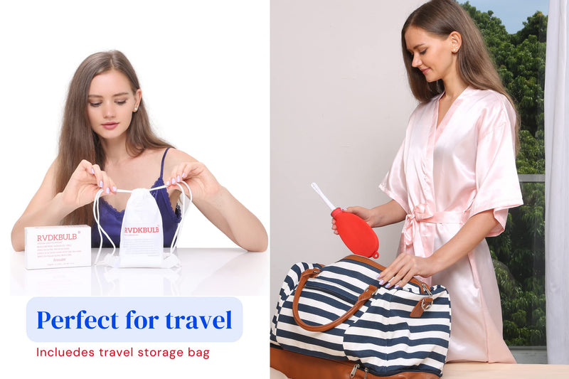 [Australia] - RVDKBULB New Compact Silicone Douche Kit, Pocket Size - Reusable Travel Douche Bag, 24 Fl Oz Capacity, Red 