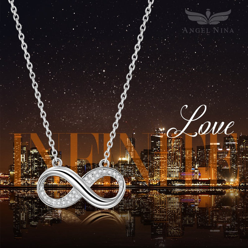 [Australia] - ANGEL NINA Gifts for Women Infinity Love 925 Sterling Silver Pendant Necklace Hypoallergenic Jewelry with Cubic Zirconia Gifts for Christmas Valentines Birthday 925 Sterling Silver Infinity Necklace 