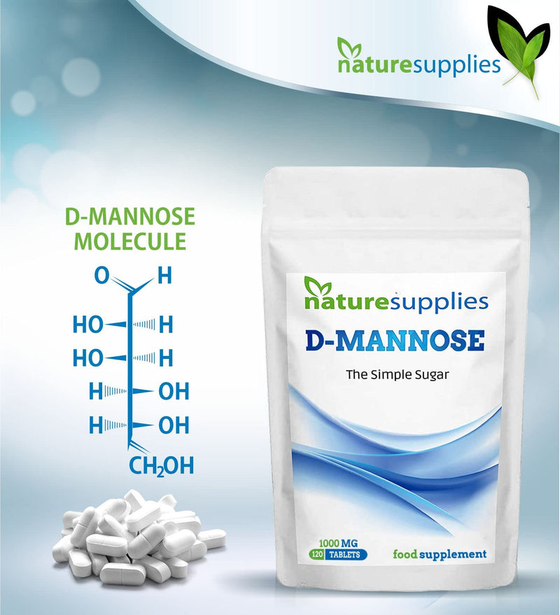[Australia] - D-mannose 1000mg Tablets, 120 Pack - Vegan Friendly - Premium Coated High Strength Tablets Easy To Swallow, Natural Ingredients In Our Dmannose Supplements - Naturesupplies 