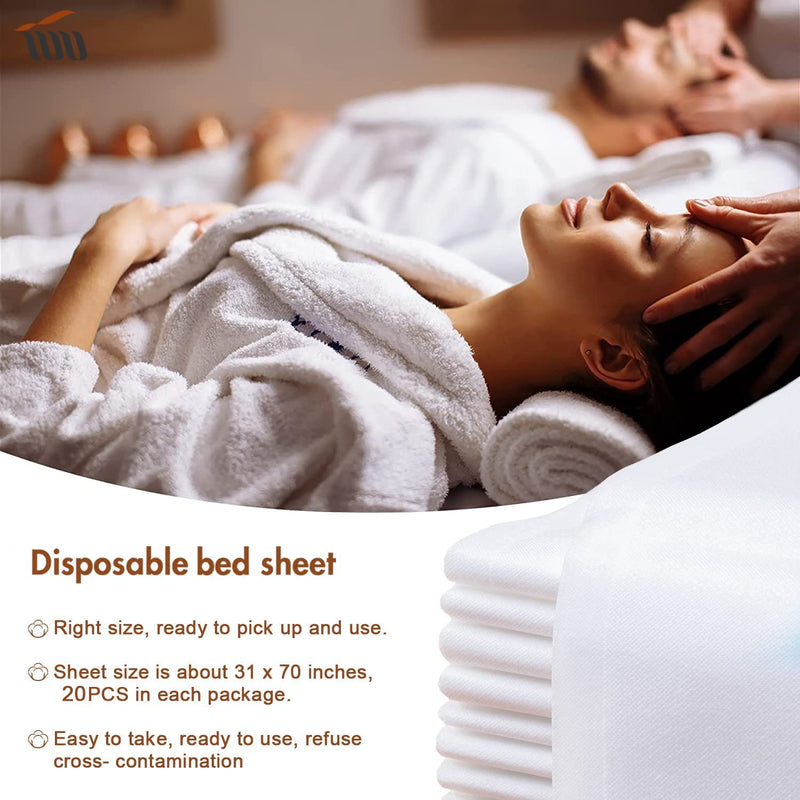 [Australia] - TVVCALK Disposable Sheets for Massage Table, Thicker Disposable Bed Sheets, Disposable Massage Table Sheets for SPA Salon, Breathable Non-Woven Fabric, 31.5 x 78.8inch, 20 Pack 