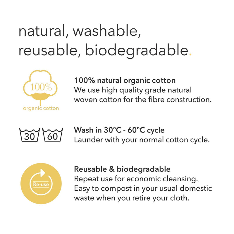 [Australia] - NEW CloudCloth¬Æ Reusable Organic Dual Effect Muslin Organic Cotton Cleansing Cloths 