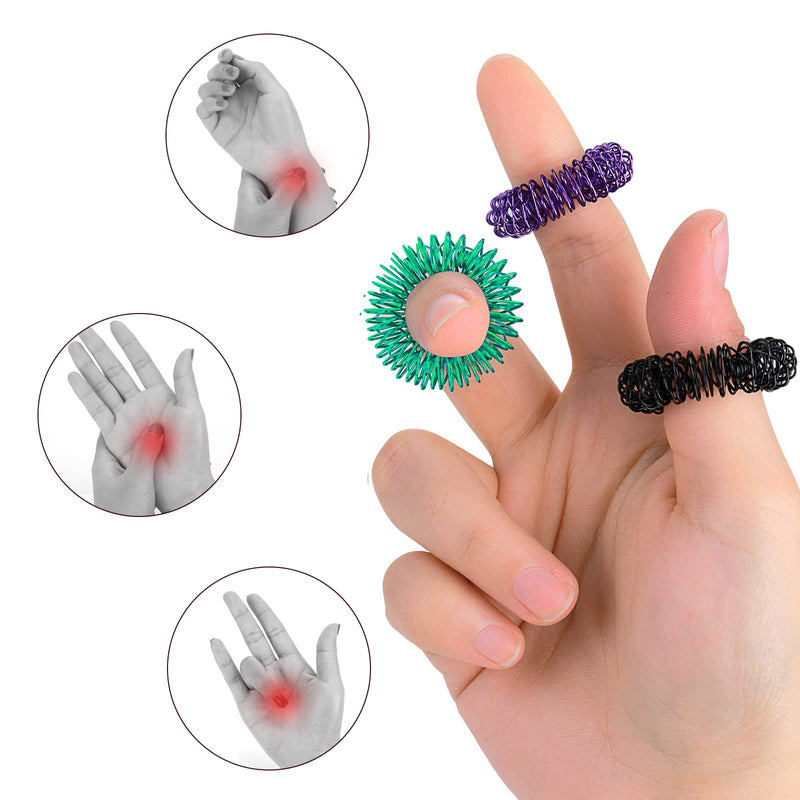 [Australia] - 8 Pieces Acupressure Rings-Spiky Sensory Finger Rings Acupuncture Rings Fidget for Silent Stress Reducer and Massager Improves Blood Circulation 8 Pcs 