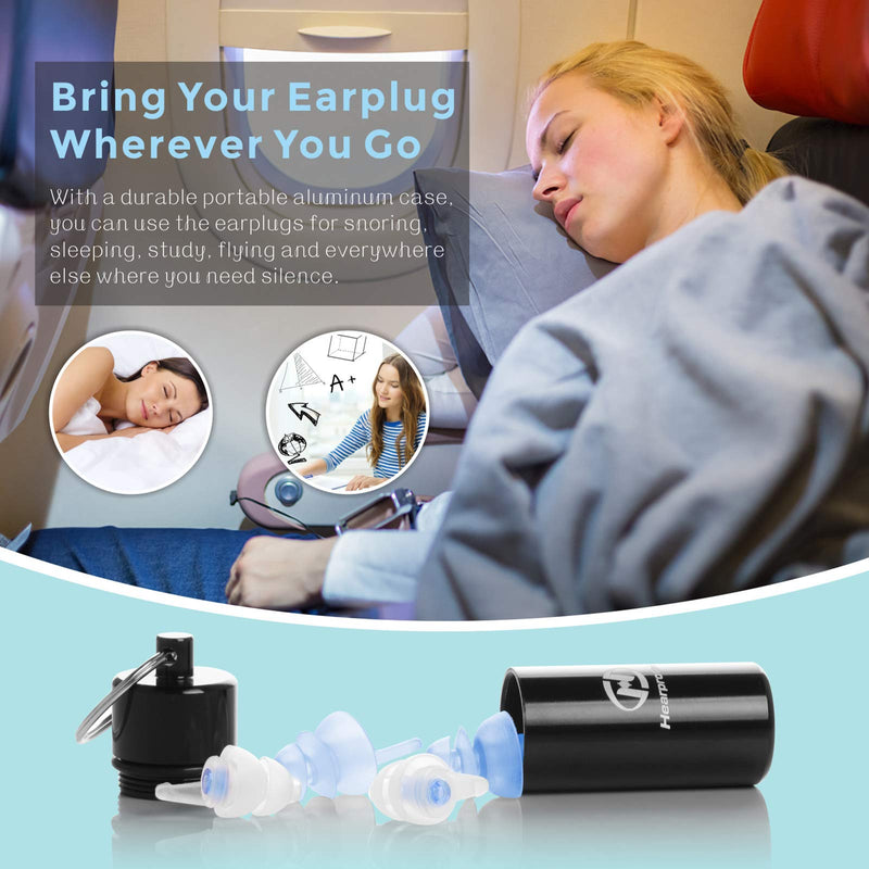 [Australia] - Sleeping Ear Plugs, Hearprotek 2 Pairs Ear Plugs (32db & 30db) Ultra Soft Noise Reduction and Hearing Protection earplugs for Side Sleepers, snoring, Travel, Working, Study, Safety Blue 