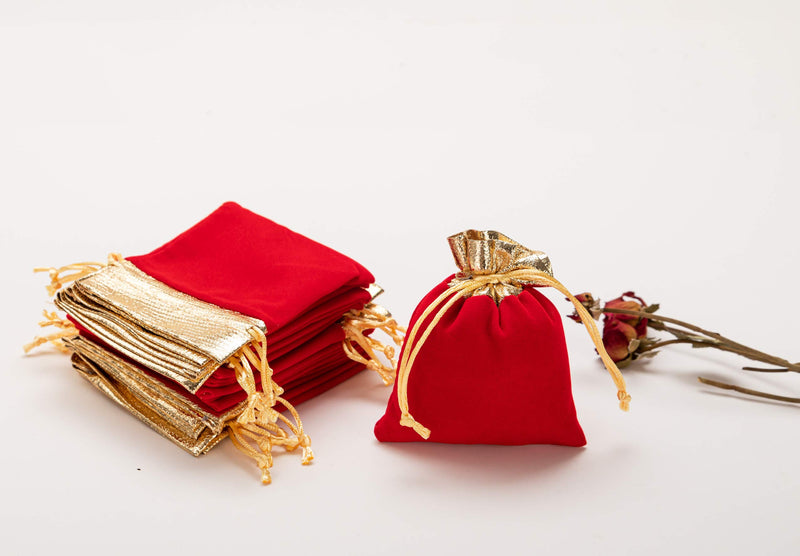 [Australia] - KAOYOO 50pcs 2.8"x3.5"/7cmx9cm Drawstring Velvet Gift Bags for Wedding,Birthdays,Christmas, Jewelry Packing Red1 2.8"x3.5"-GD 