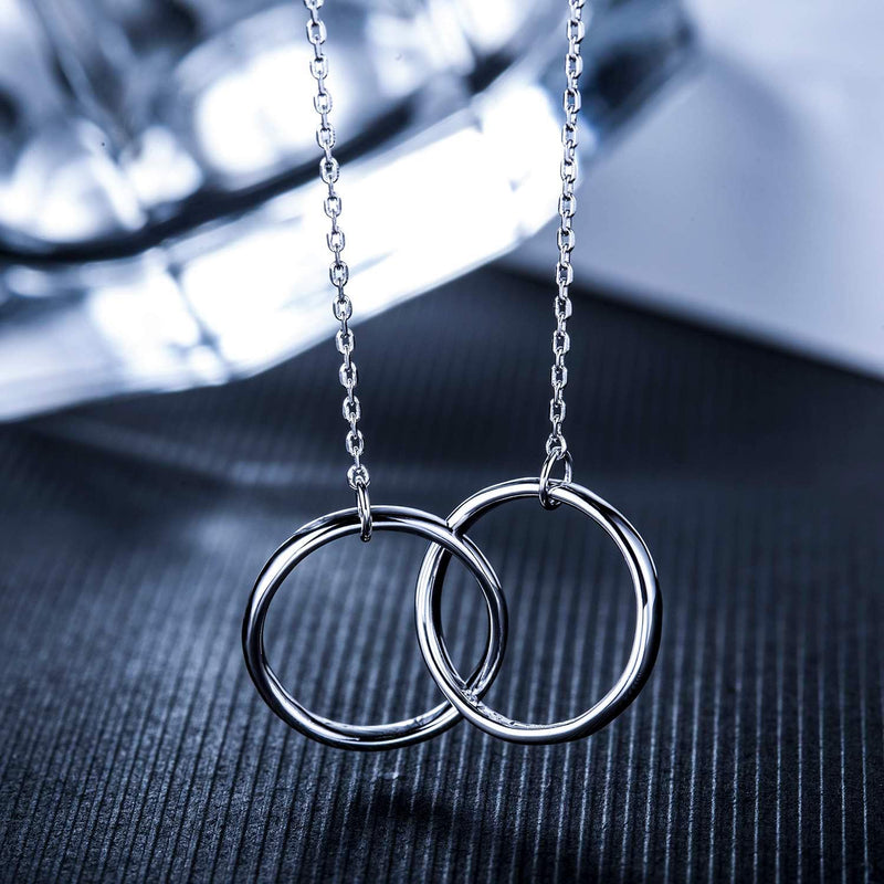 [Australia] - Soul Sisters Necklace, Graduation Gifts for Sister - Sterling Silver Two-Circle Pendant Necklace Engraved"Soul Sister" 