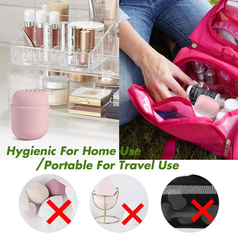 [Australia] - BEZOX Makeup Sponge Holder, Cosmetic Blender Silicone Travel Case,Makeup Puff Ball Protective Carrying Container (BLENDER NOT INCLUDED) - Pink 