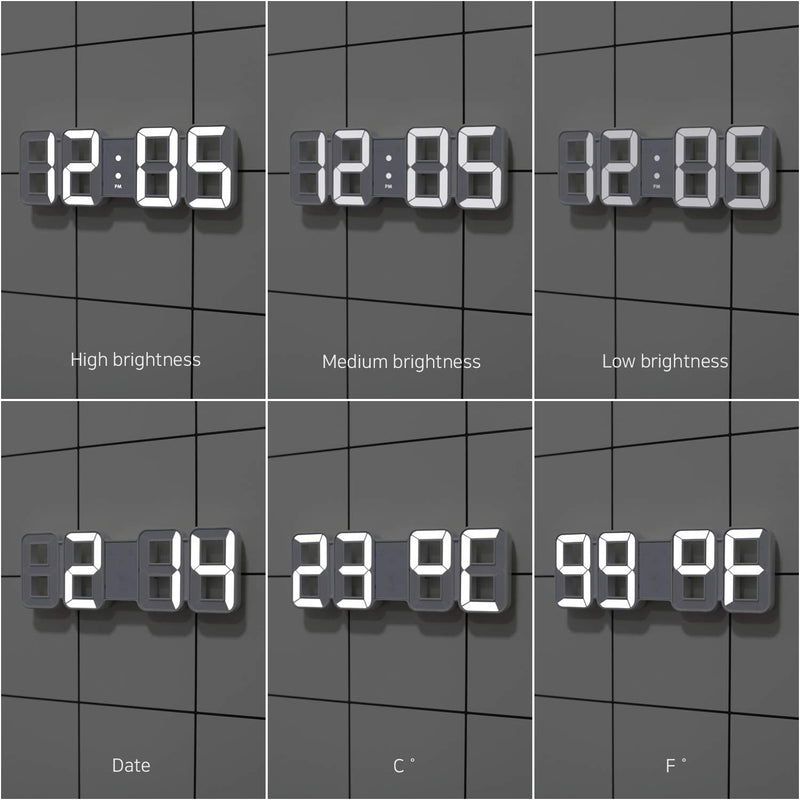 [Australia] - mooas Pure Mini White 3D LED Clock, Multi-Function LED Clock (Calendar, Alarm, Temperature) 