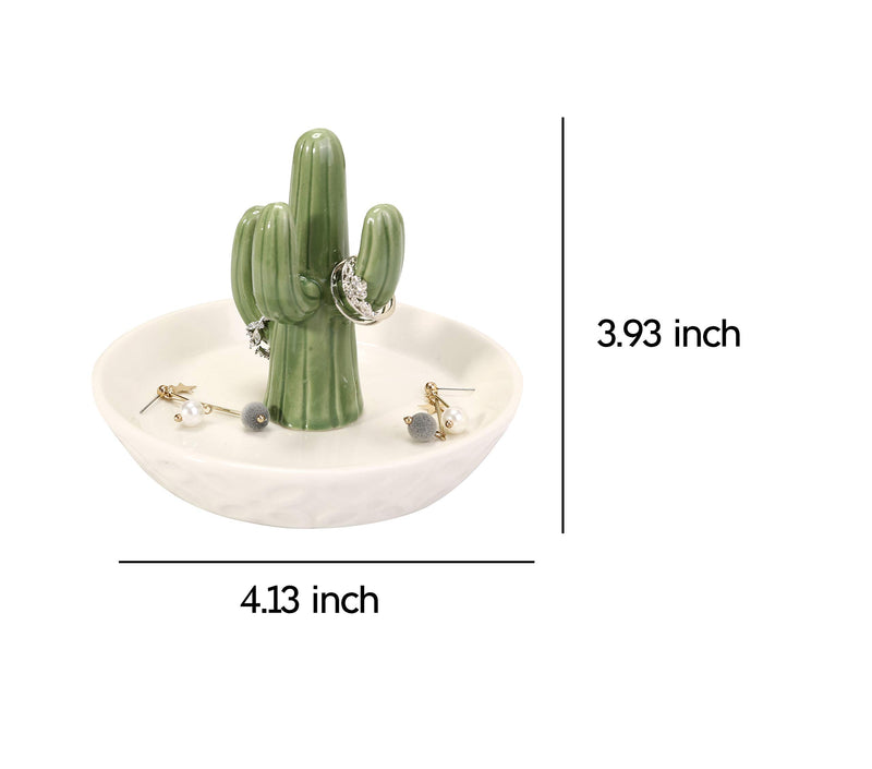 [Australia] - Ceramic Cactus Ring Holder with Derorative White Dish for Jewelry,Christmas Birthday Gifts for Women 