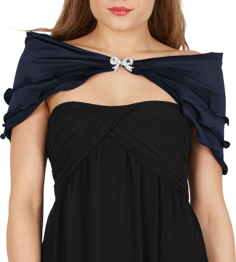 [Australia] - BlackButterfly Satin Shawl Stole Wrap Bridesmaid Wedding Top Midnight Blue 22-24 