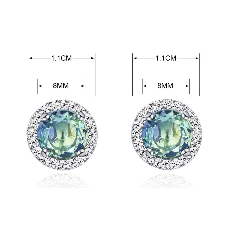 [Australia] - QUKE 8mm Shining Cubic Zirconia Crystal Round Clip On Earrings Non Pierced Jewellery Elegant Stud For Women Girls Ocean Blue 