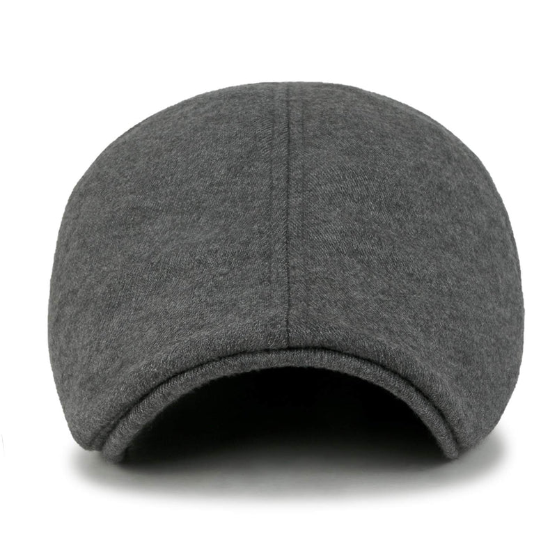 [Australia] - ililily Soft cotton Newsboy Flat Cap ivy stretch Driver Hunting Hat Medium Dark Grey 