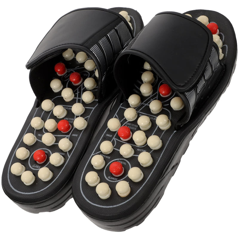 [Australia] - Milisten Acupoint Foot Massage Slipper Reflexology Sandals Anti-Slip Indoor Massage Shoes with Removable Rotating Acupuncture Points Size 38 Black 38 EU 