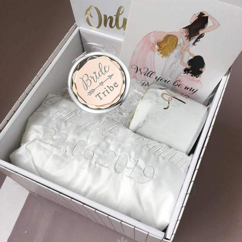 [Australia] - SFHMTL Pack of 7 Compact Pocket Makeup Mirrors Set Include 1 Bride to Be Mirror and 6 Bride Tribe Mirrors Bachelorette Party Bridesmaid Proposal Gifts(Champagne) Champagne 