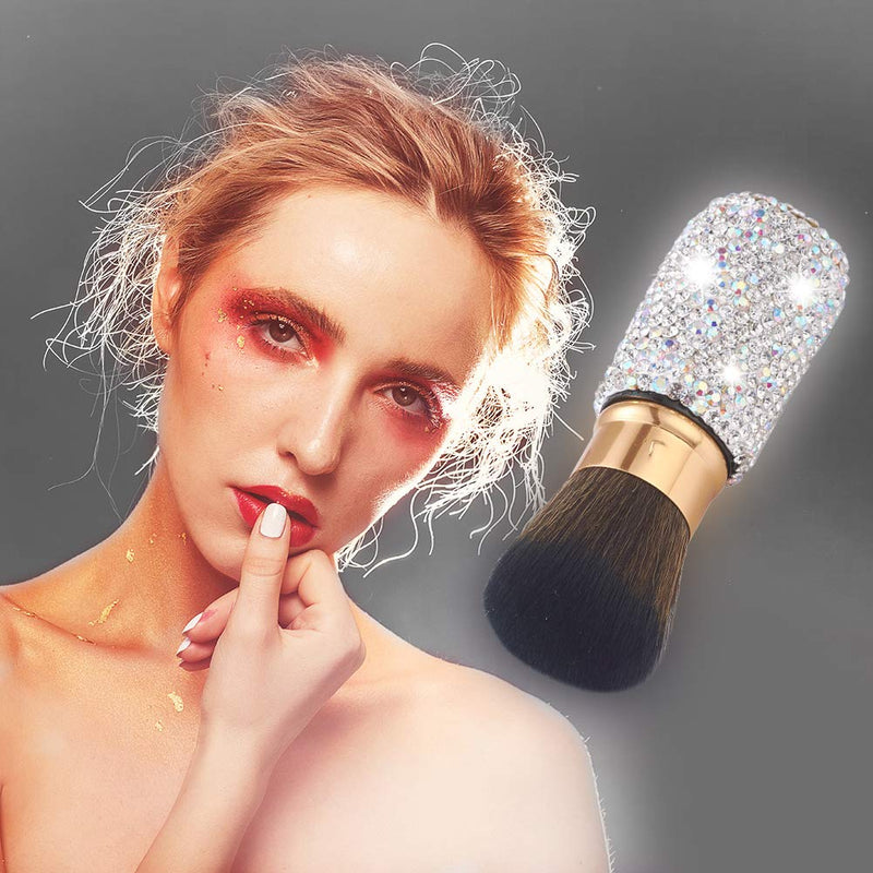 [Australia] - XhuangTech Bling Make Up Brush Crystal Makeup Travel Brushes Blusher Rhinestone Cover Foundation Highlight Blush Cosmetic Tools (White) White 