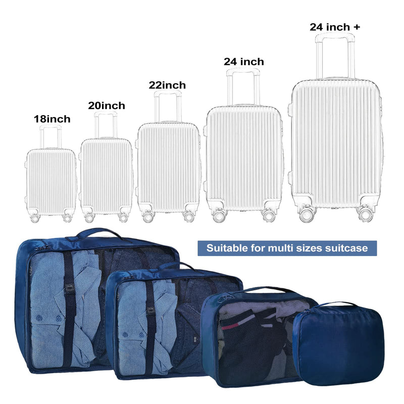 [Australia] - Packing Cubes for Suitcase, Travel Organiser Bags, Essential Travel Accessories Compression Storage for Clothes, Shoes, Cosmetics, Toiletries (10 Pack, Navy Blue) 