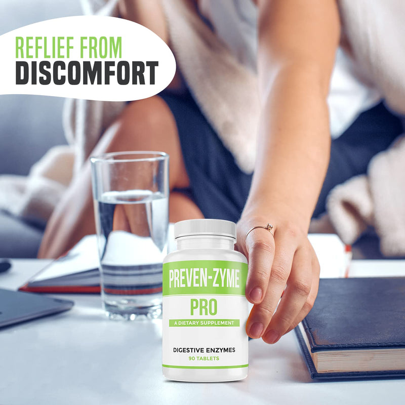 [Australia] - Prevenzyme Pro Digestive Enzyme Supplement (90 Tabs) Manufactured by Legere Pharmaceuticals for ES Global Supports Healthy Digestion, Relieves Gas & Bloating with Pepsin Pancreatin Papain Bromelain 