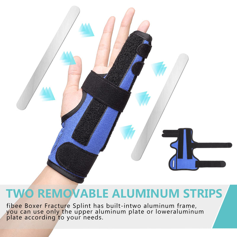 [Australia] - Fibee Boxer Fracture Splint, Pinky Finger Splint, Adjustable Two Finger Brace for 4th or 5th Finger, Metacarpal Splint Hand Brace for Arthritis Fracture Broken Mallet Dislocated Trigger Finger S/M 