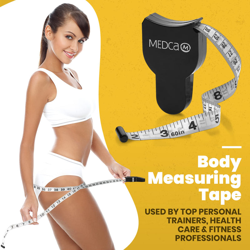 [Australia] - Body Fat Caliper and Measuring Tape for Body - Skinfold Calipers and Body Fat Tape Measure Tool for Accurately Measuring BMI Skin Fold Fitness and Weight-Loss, (Black) 