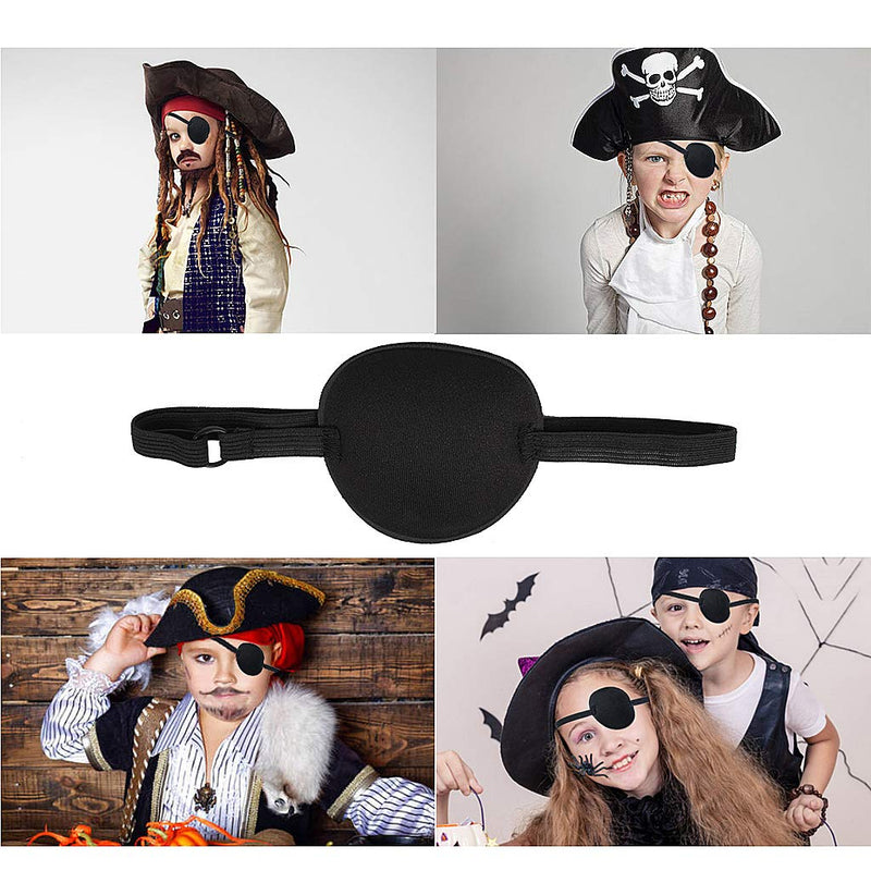 [Australia] - SWKJ 2 PCS Set Eye Patch Single Eye Mask with Adjustable Buckle Soft and Comfortable Pirate Eye Patch for Adults and Kids for Amblyopia Lazy Eye- Black 