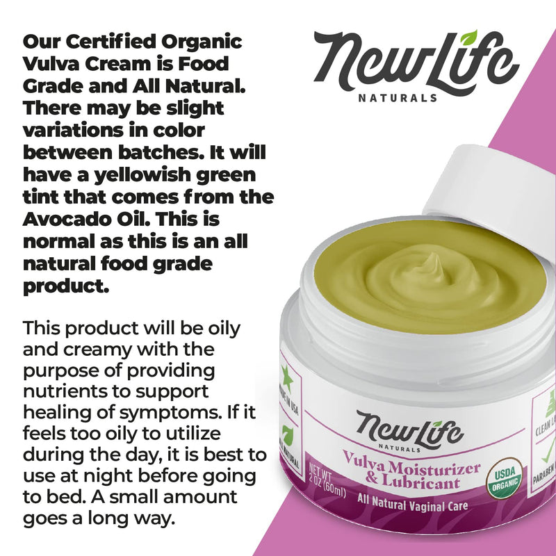 [Australia] - NewLife Naturals USDA Certified Organic Vulva Balm Cream Vaginal Moisturizer Menopause Support - Itching Dryness Irritation - Estrogen Free Intimate Feminine Care - 2 Oz 