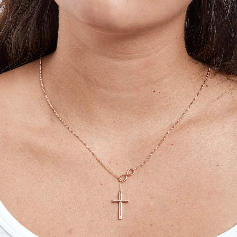 [Australia] - Dear Ava Mother of The Groom Gift Necklace: Parent of The Groom Jewelry, Infinity Cross (Rose-Gold-Plated-Brass, NA) 