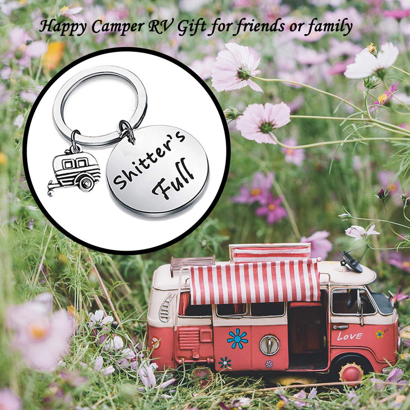 [Australia] - Shitter's Full Keychain Happy Camper RV Keychain Camping Keychain Trailer Christmas Vacation Jewelry Shitter's Full Keyring 