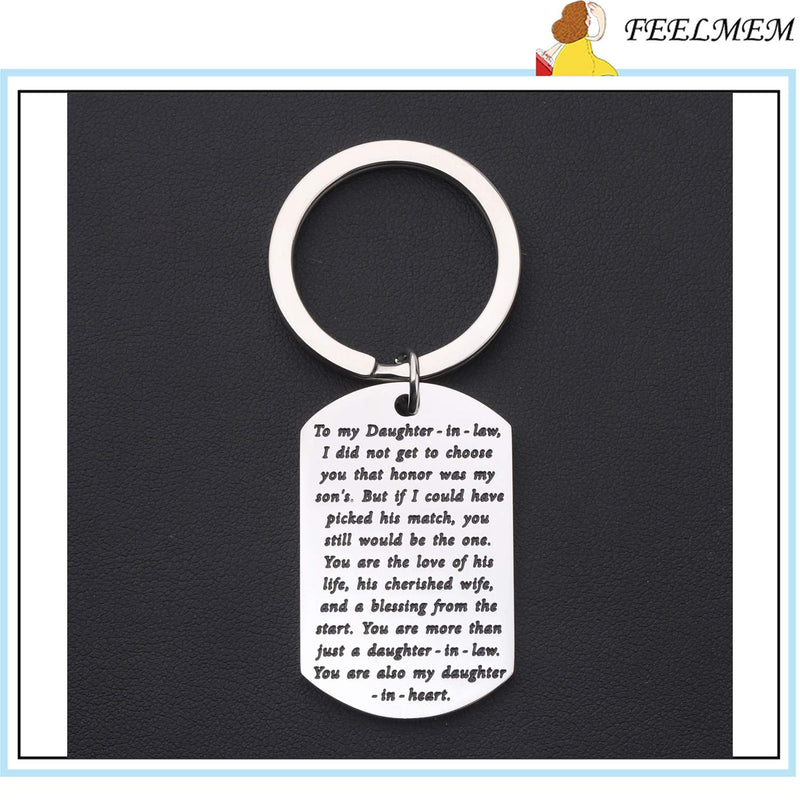 [Australia] - FEELMEM to My Daughter-in-Law Keychain I Did Not Get to Choose You That Honor was My Son's Wedding Gift Daughter-in-Law Jewelry from Mother in Law/Father in Law silver 