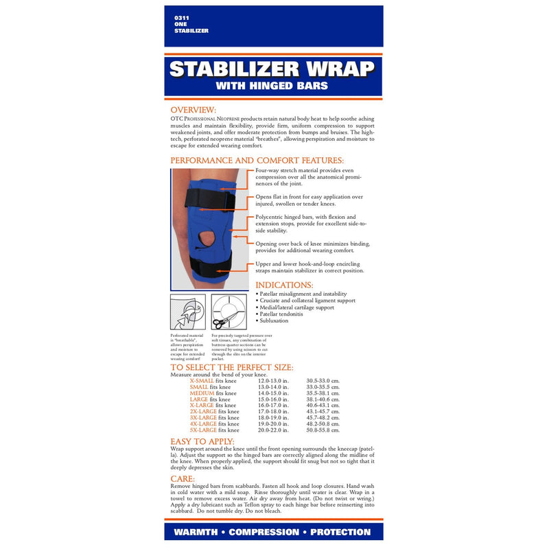 [Australia] - OTC Knee Stabilizer Wrap, Hinged Bars, Neoprene, Black, Large 