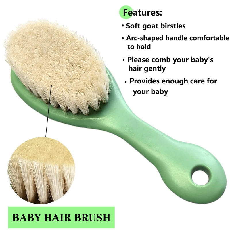 [Australia] - Mocarheri 3 Piece Baby Hair Brush and Comb Set for Newborns & Toddlers- Soft Goat Bristle Hair Brush, Silicone Bath Brush and Baby Comb for Infant, Kids - Perfect Baby Registry Gift 