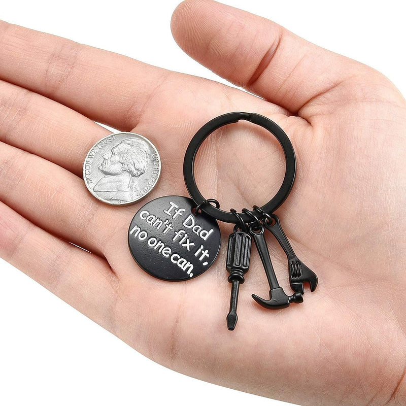 [Australia] - Top Plaza Dad Birthday Gifts from Daughter Son Father’s Day Gifts Black Dad Keychain Key Rings If Dad Can’t Fix It, No One Can Repair Tools Charms If Dad Fix (Black) 