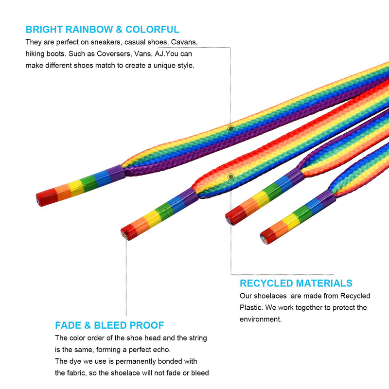 [Australia] - Rainbow Striped Shoe Laces, LGBTO laces, Brightly Colored for Sneakers and Cavans 47" 