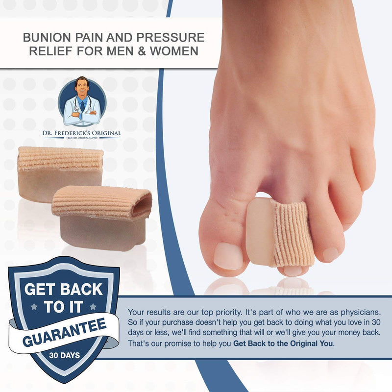 [Australia] - Dr. Frederick's Original 2 Piece Fabric Toe Separators - Bunion Relief Toe Spacer Set - 1 Pair Fabrigrip Toe Protectors - For Men & Women 