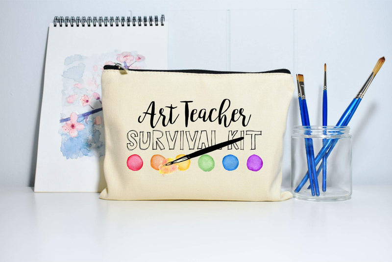 [Australia] - Moonwake Designs Art Teacher Survival Kit Makeup Bag - Art Teacher Gift, Teacher Appreciation, Pencil Holder 