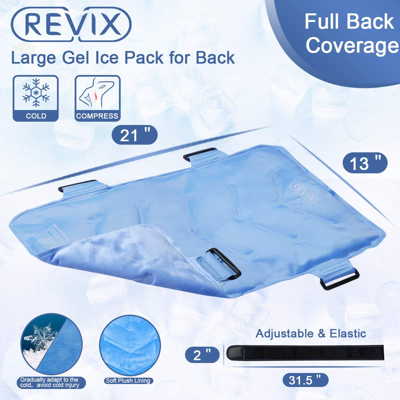 [Australia] - REVIX Full Back Ice Pack for Injuries Reusable Large Gel Ice Wrap for Back Pain Relief from Swelling, Bruises & Sprains by Cold Compression Therapy, XXL 