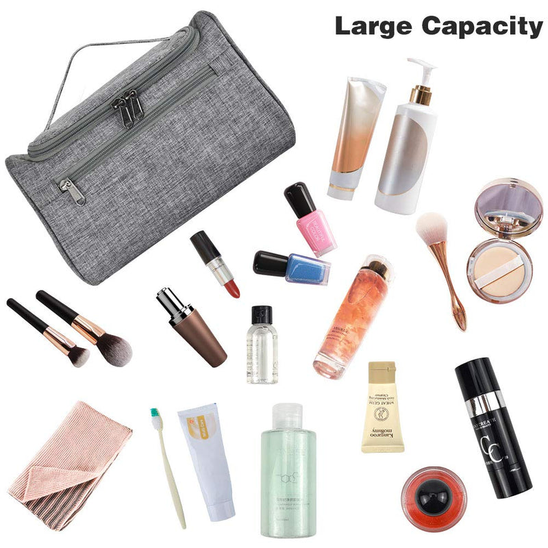 [Australia] - Homthumb Large Hanging Toiletry Bag for Women and Men,Water-resistant Travel Cosmetic Makeup Organizer Bag for Bathroom Shower,Grey Grey 
