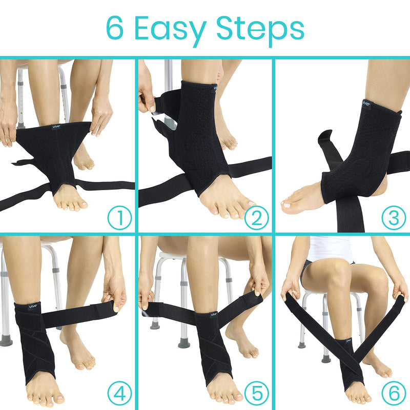 [Australia] - Vive Sprained Ankle Brace for Women, Men - Right or Left Compression Foot Immobilizer Support - Basketball, Volleyball Neoprene Stabilizer Wrap Protector - Tendonitis, Heel Spur, Running Feet Sprain 