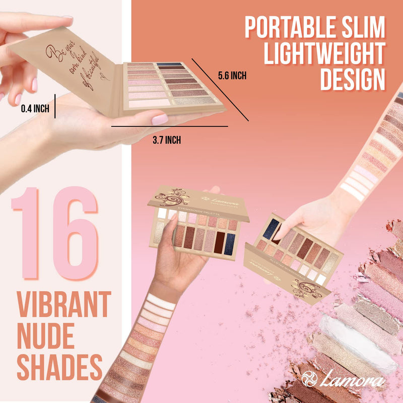 [Australia] - Best Pro Eyeshadow Palette Makeup - Matte + Shimmer 16 Colors - Highly Pigmented - Professional Nudes Warm Natural Bronze Neutral Smoky Cosmetic Eye Shadows - Lamora Exposed Nude Exposed 