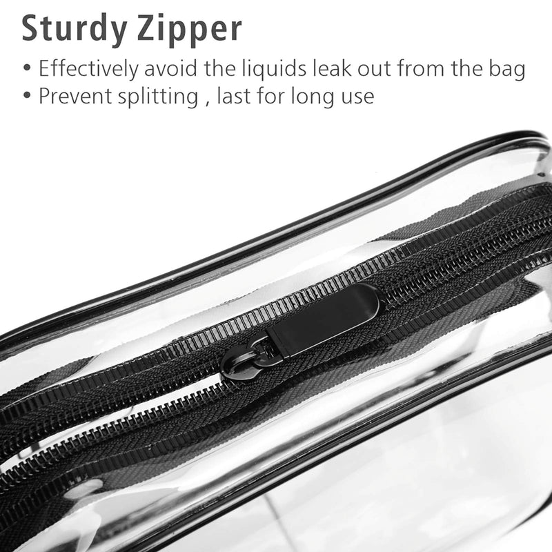 [Australia] - Clear Travel Toiletry Bag, Packism 3 Pack TSA Approved Toiletry Bag with Handle, Clear Makeup Bag with Zipper Plastic Clear Cosmetic Bag for Women Quart Size Bag for Travel Bottles, Black 
