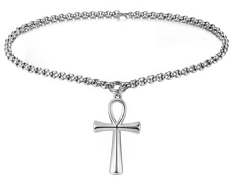 [Australia] - CHOMAY Link Chain Bracelet Choker Necklace Stainless Steel Jewelry for Women Girls Gift AnkhChoker 