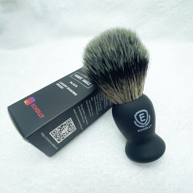 [Australia] - Echolly Luxury Shaving Brushes for Men-Premium Travel Shaving Brush Set-Shave Brush Best for Shaving Cream Lather- Perfect Father's Day Gifts for Fathers,Men, Boyfriends(Smooth Rubber Handle) 1.4 x 1.4 x 4.2 Inch 
