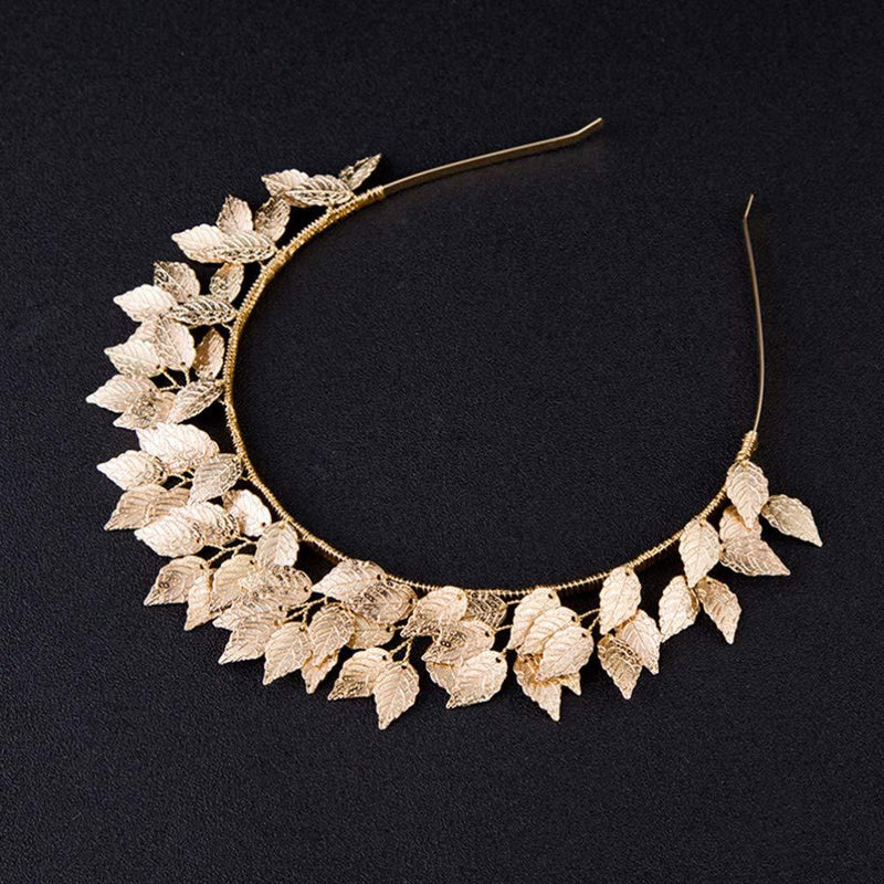 [Australia] - Minkissy Leaves Headband Greek Headband Goddess Costume Accessories for Wedding Pageant Birthday (Golden) Golden 