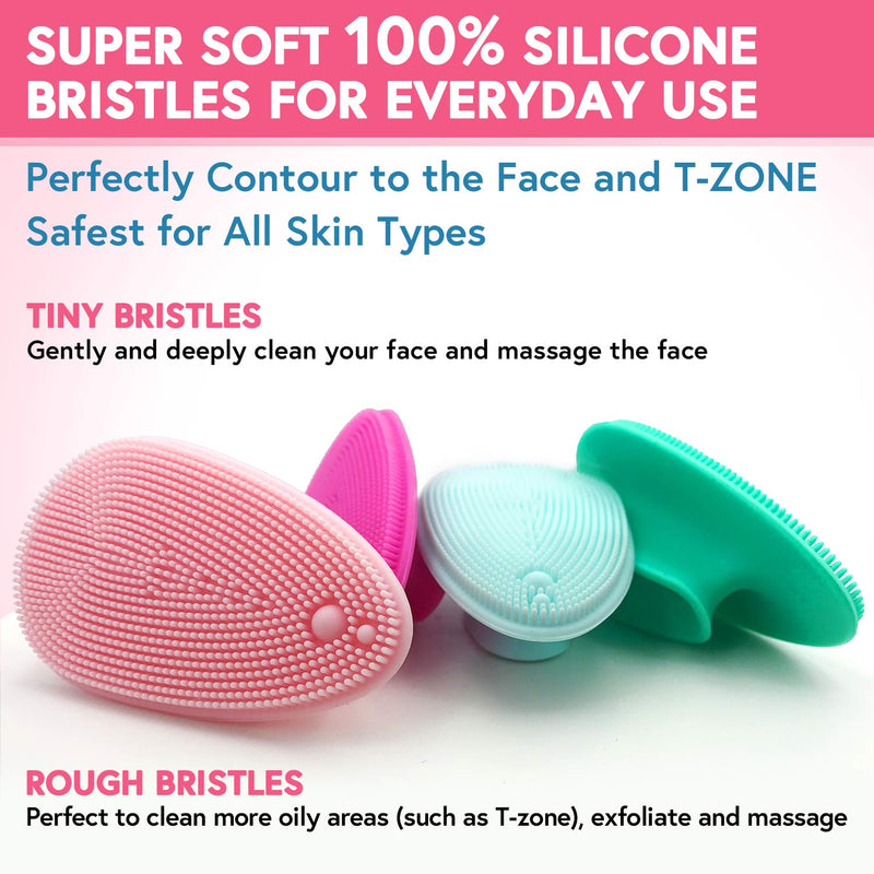 [Australia] - MARY LAVENDER Silicone Face Scrubber Soft Facial Cleansing Brush Blackhead Srubber Cleanser Brush for Exfoliating Massage Face for All Skin Types(4 pack) 