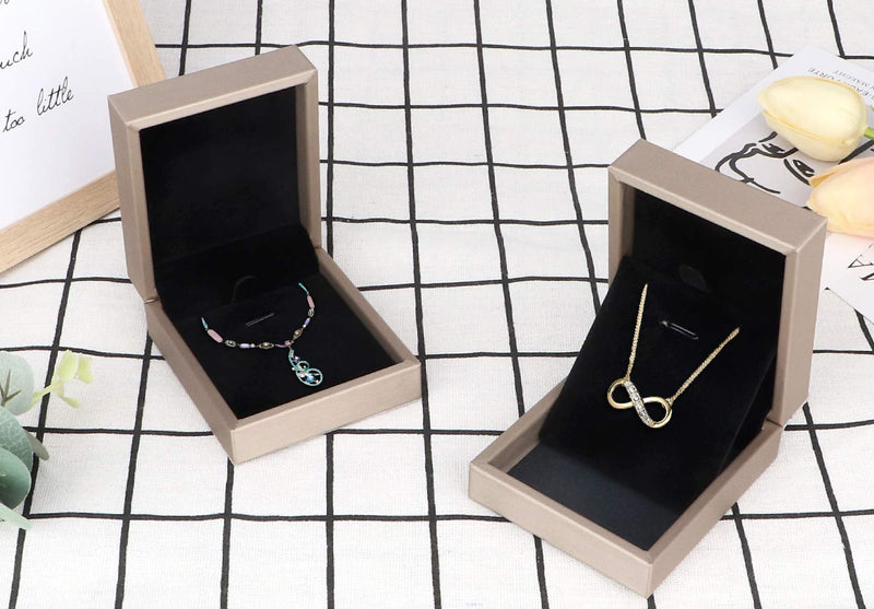 [Australia] - Sdoot Necklace Pendant Box, 4 Pack Premium PU Leather Jewelry Box Gift Boxes-Gold 